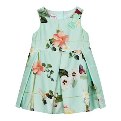 Baby girls' light green floral print dress